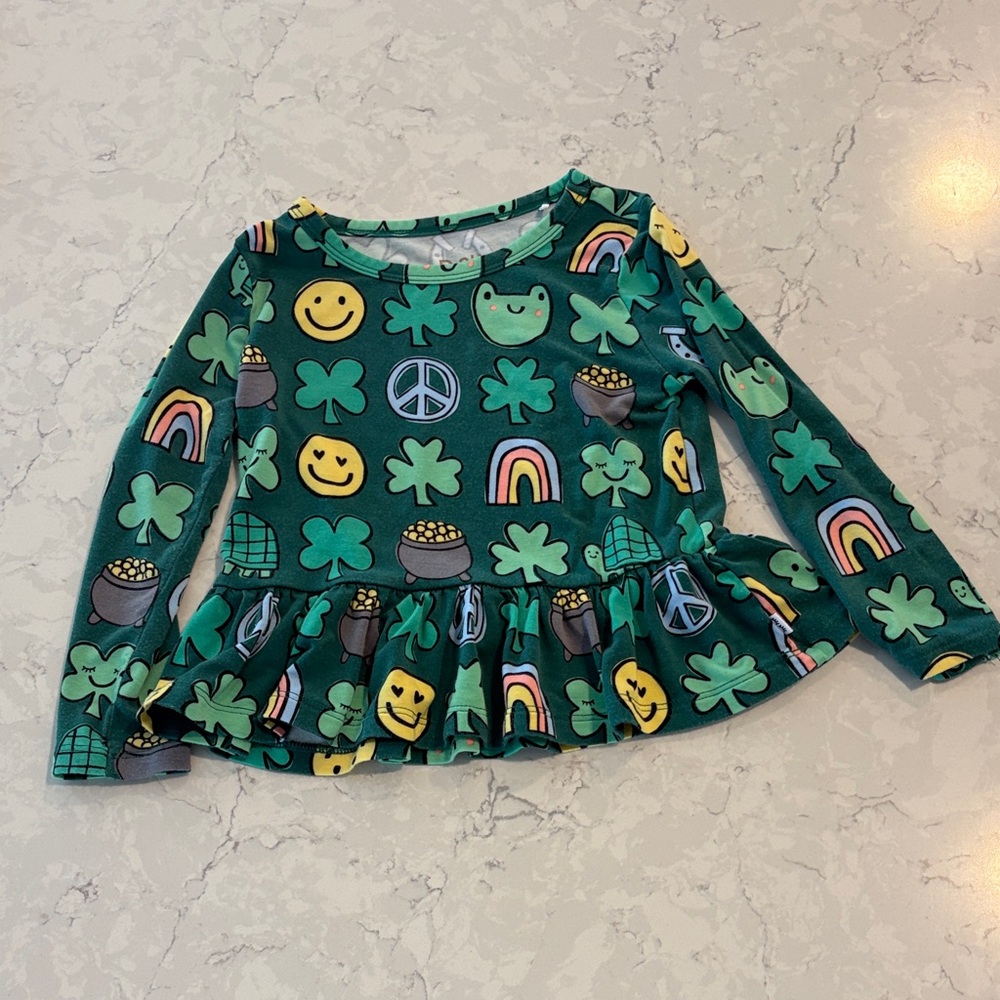 Little Sleepies St. Patrick's Day Ruffle Hem Top